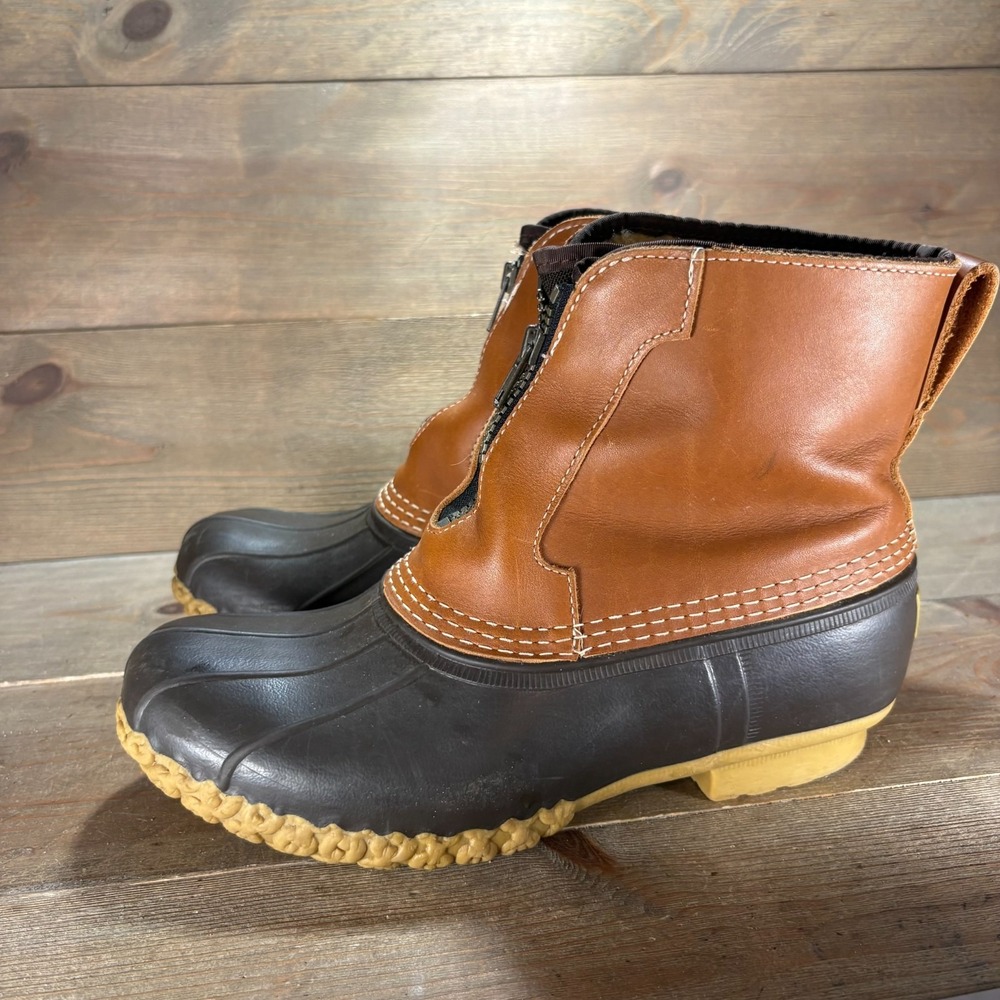 LL Bean Boots Womens size 9 wide shoes Brown Leather Waterproof duck boots